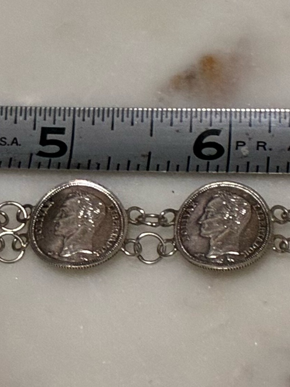 Vintage Silver 1960’s Venezuelan Coin Bracelet